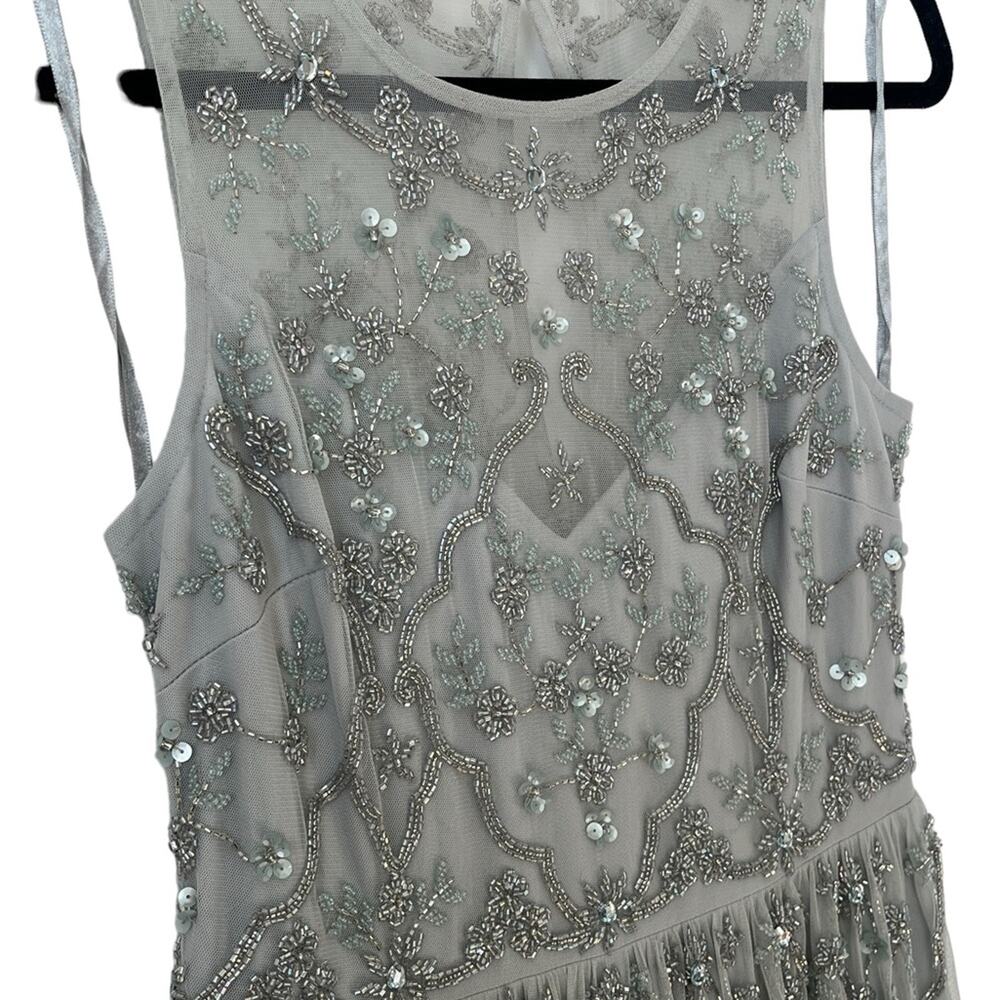 BHLDN Eliza Beaded Dress size blue gray sleeveless‎ - Picture 8 of 10